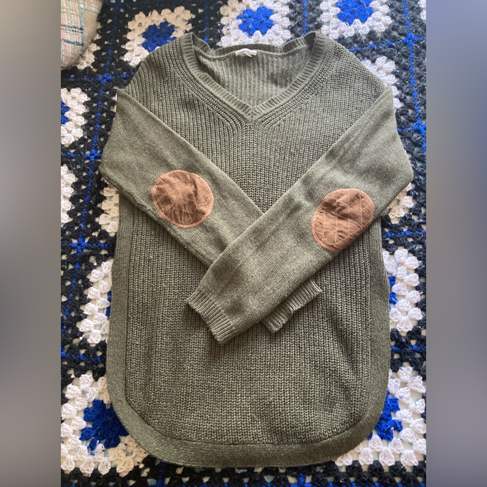 Dark Green Knitted Ardene’s Sweater with Elbow Pads